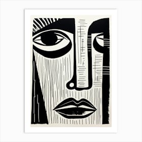 Eyes Linocut Inspired Portrait 4 Art Print