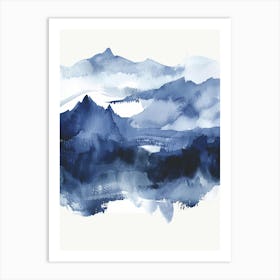 Blue Mountains Watercolor Painting Art Print