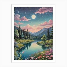 Cosmic Lake no1 Art Print