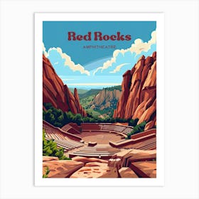 Red Rocks Park And Amphitheatre Colorado Travel Art Illustration Affiche