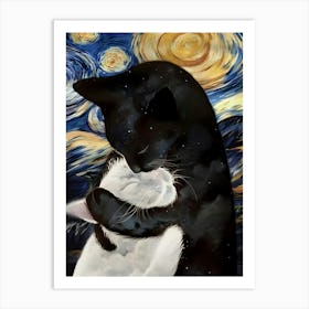 Starry Night Cat Art Print