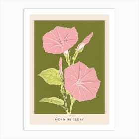 Pink & Green Morning Glory 2 Flower Poster Art Print