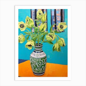 Flowers In A Vase Still Life Painting Aconitum 1 Art Print