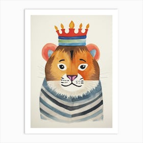Little Siberian Tiger 3 Wearing A Crown Art Print