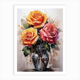 Roses In A Vase Art Print