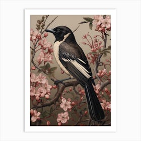 Dark And Moody Botanical Magpie 6 Art Print