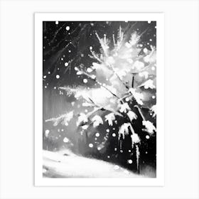Cold, Snowflakes, Black & White 4 Art Print