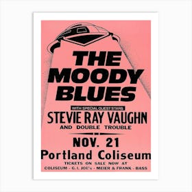 Poster The Moody Blues With Special Guest Stars Stevie Ray Vaughn And Double Trouble Nov Art Print