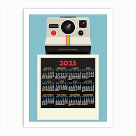 Retro Camera Calendar 2025 Blue Art Print