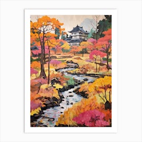 Autumn City Park Painting Kenrokuen Garden Kanazawa Japan 2 Art Print