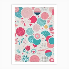 Pink And Blue Circles Art Print