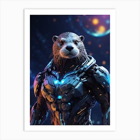 Otter In Cyborg Body #1 Art Print