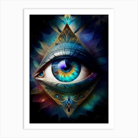 Eye Of Providence, Symbol, Third Eye Watercolour 1 Art Print