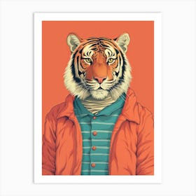 Tiger Illustrations Wearing A Polo Shirt 3 Art Print
