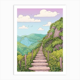 Haiku Stairs Hawaii 2 Hike Illustration Art Print