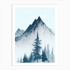 Mountain And Forest In Minimalist Watercolor Vertical Composition 11 Art Print