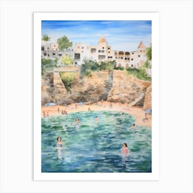 Swimming In Faro Portugal Watercolour Art Print