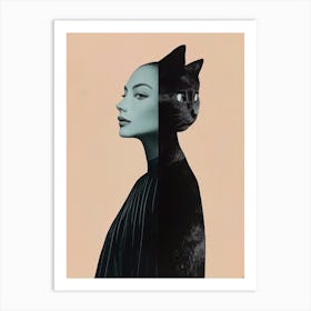 Cat Woman Minimalist Fantasy Goth Egyptian Art Art Print