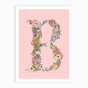B Pink Alphabet Letter Art Print