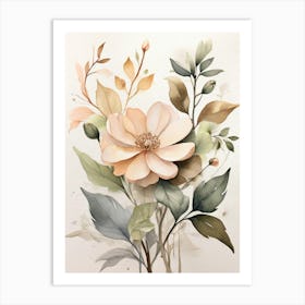 Peach Flowers 1 Art Print