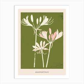Pink & Green Agapanthus 3 Flower Poster Art Print