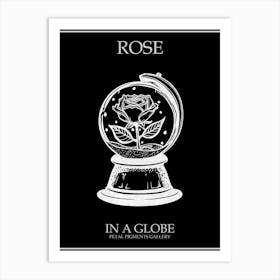 Rose In A Globe Line Drawing 3 Poster Inverted Art Print