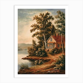 Cottage By The Lake Art Print