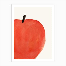 Red Big Apple Fruit Watercolor Painting Minimalist Kitchen Print Art Print