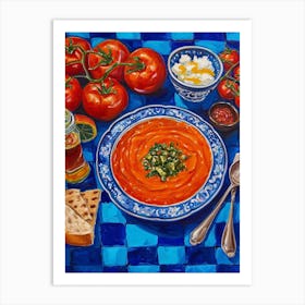 Tomato Soup Checkered Blue Art Print