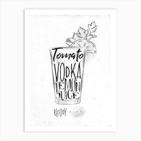 Bloody Mary Cocktail White Art Print