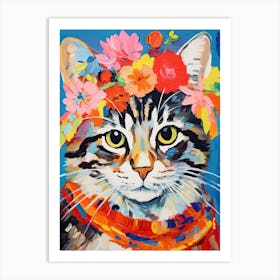 Laperm Cat With A Flower Crown Painting Matisse Style 1 Art Print