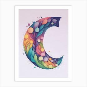 Colorful Letter C Illustration 24 Art Print