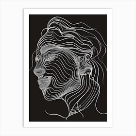 Simplicity Black And White Lines Woman Abstract 1 Art Print