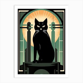 The Sun, Black Cat Tarot Card 0 Art Print