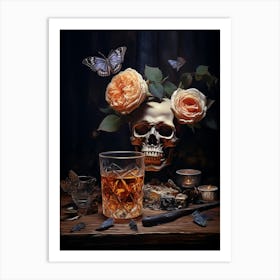 Skull and flowers 1 Art Print