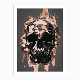 Skull With Flowers Art Print