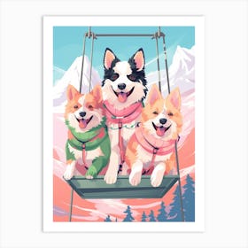 Ski Hill Dogs 5 Art Print