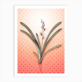 Boat Orchid Vintage Botanical in Peach Fuzz Polka Dot Pattern n.0117 Art Print
