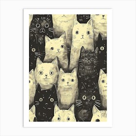 Perfectly Repeatable Artwork With Cute Cat Faces 46 Art Print