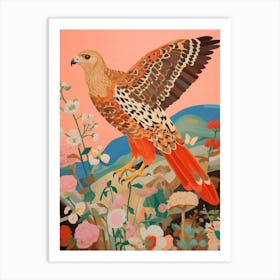 Maximalist Bird Painting Red Tailed Hawk 1 Art Print