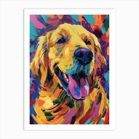 Golden Retriever dog colourful Painting 1 Art Print