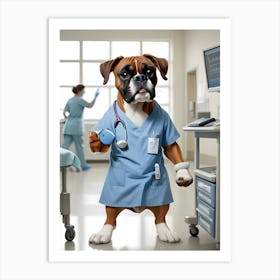 Boxer Dog In Hospital-Reimagined 2 Art Print