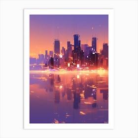 Cityscape At Dusk Art Print