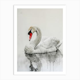 Swan painting Art Print