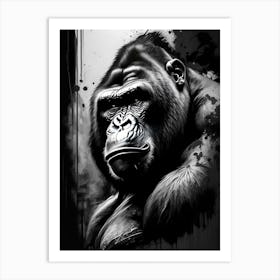 Gorilla Beating Chest Gorillas Graffiti Style 2 Art Print