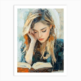 Girl Reading A Book 1 Art Print