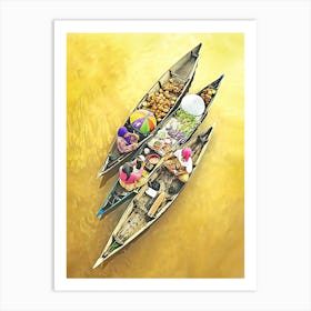 Boat on the river, Thailand Art Print