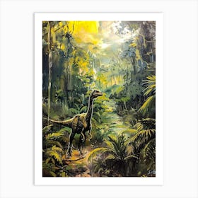 Dinosaur In A Tropical Jungle Painting 2 Art Print