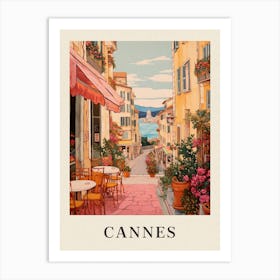 Cannes France 7 Vintage Pink Travel Illustration Poster Art Print