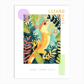 Lime Green Crested Gecko Abstract Modern Illustration 4 Poster Art Print